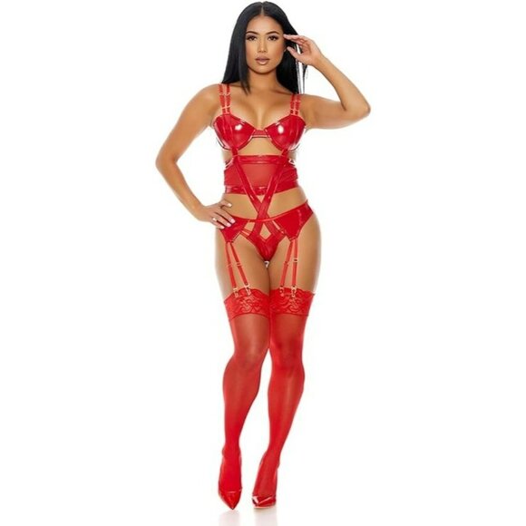 Forplay womens Teddy and Garter Belt  Size Medium NWT - Picture 1 of 4